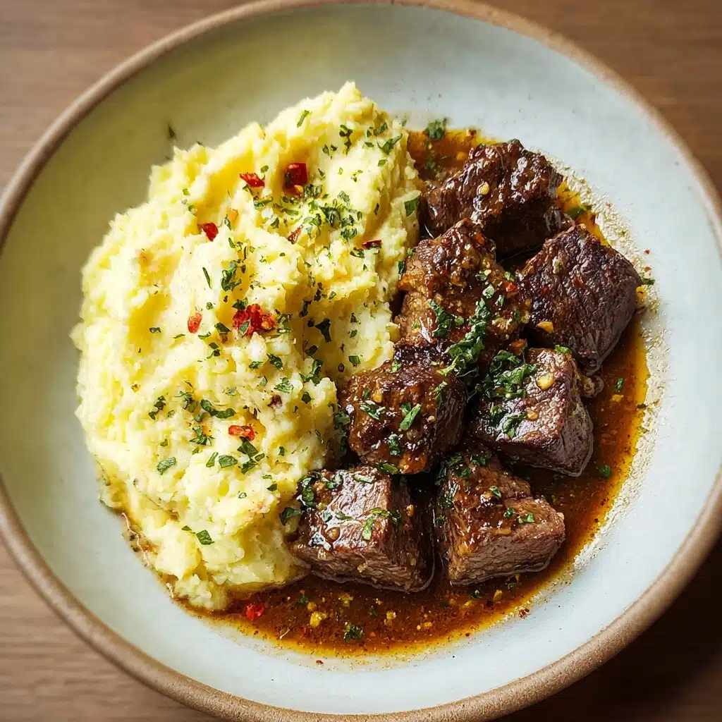 Garlic Butter Steak Bites with Creamy Mash Recipe - Recipe Image