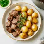 crockpot garlic butter beef bites with potatoes Recipe