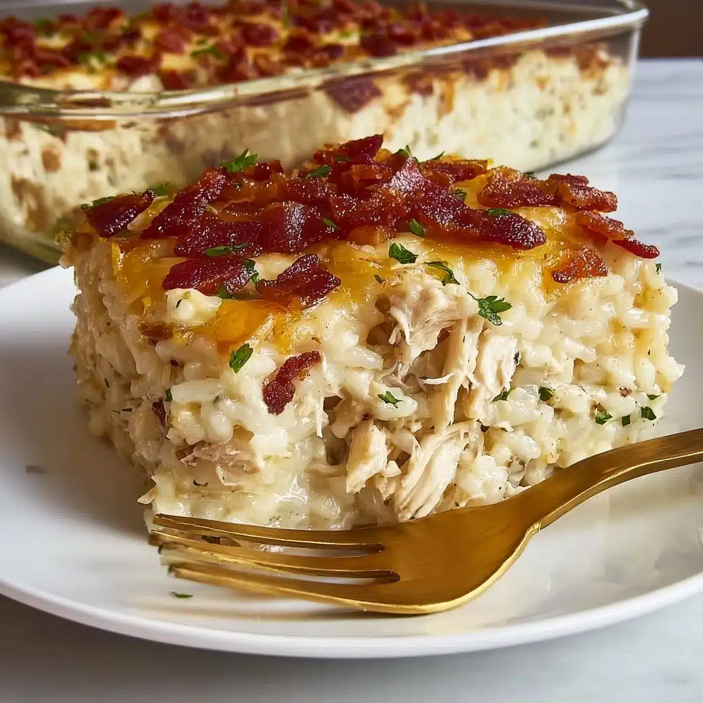 Dump-and-Bake Chicken Alfredo Rice Casserole Recipe - Recipe Image