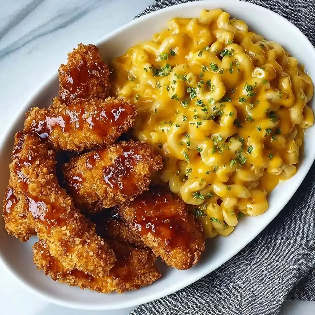 Hot Honey Chicken Tenders with Baked Mac and Cheese Recipe - Recipe Image