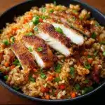 High Protein Crispy Garlic Chicken Fried Rice Recipe