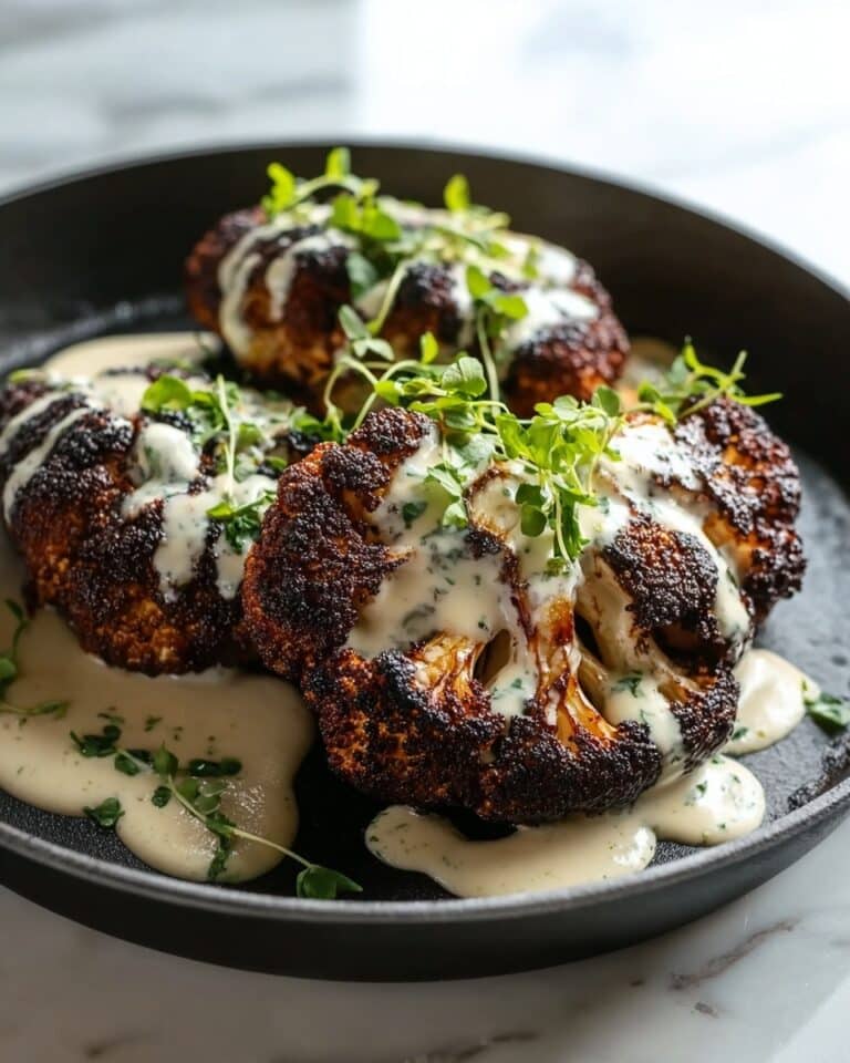 Smoky Cauliflower Steaks with Garlic Lemon Sauce Recipe