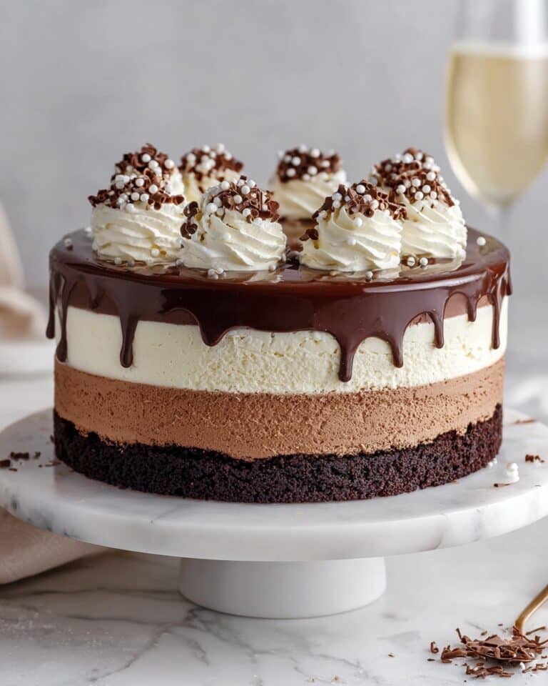 Tuxedo Cake – Triple Chocolate Mousse Cake Recipe