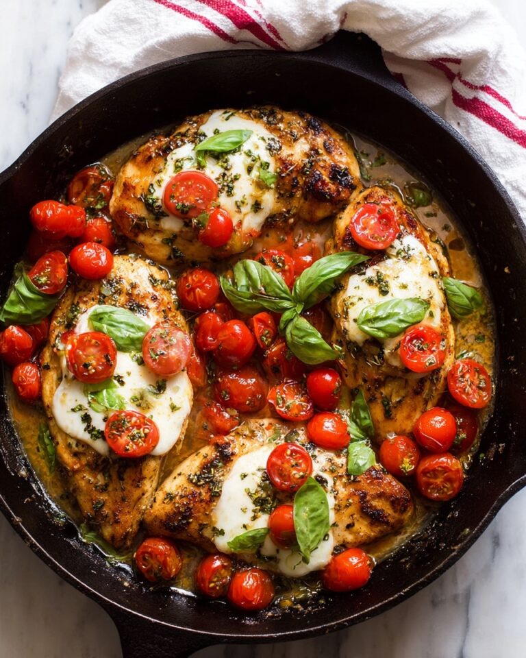 One Pan Balsamic Chicken with Cherry Tomatoes and Mozzarella Recipe