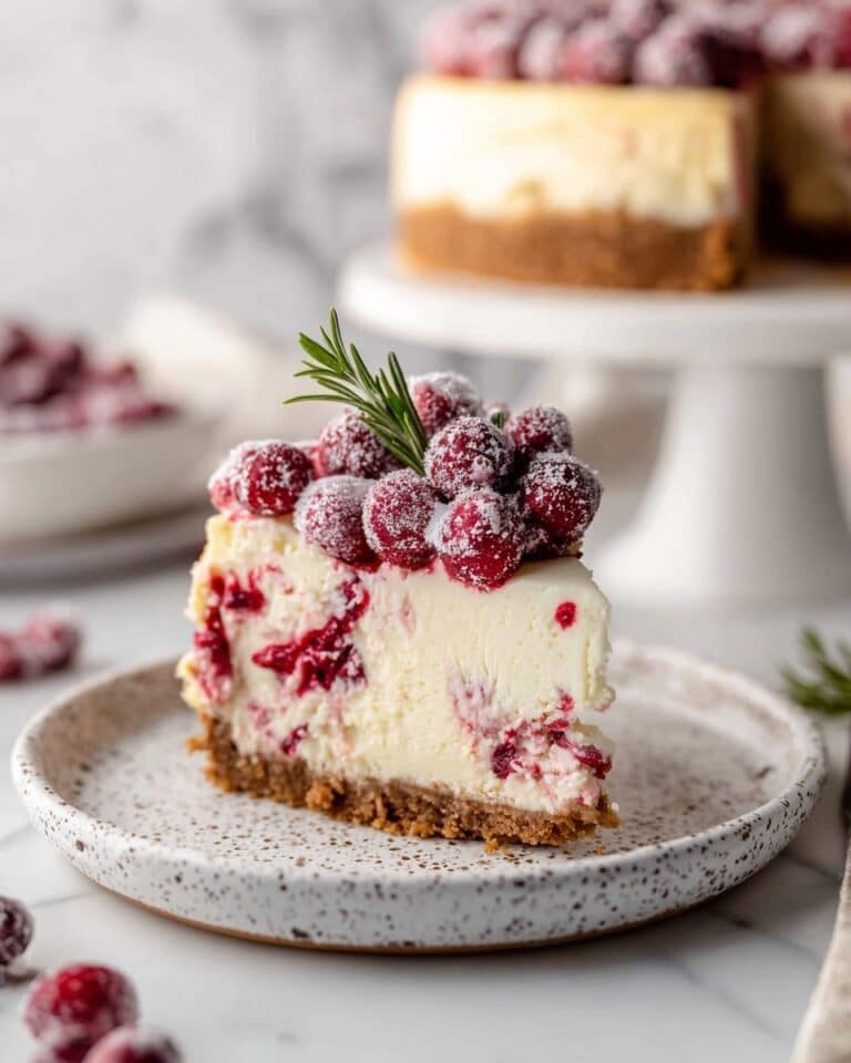 Cranberry Cheesecake with White Chocolate Mousse and Sugared Cranberries Recipe