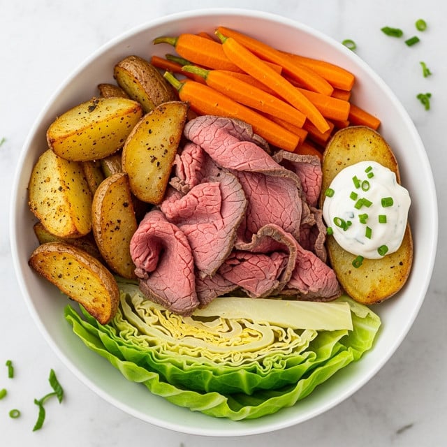 Best Corned Beef and Cabbage Recipe with Roasted Potatoes and Horseradish Sauce Recipe