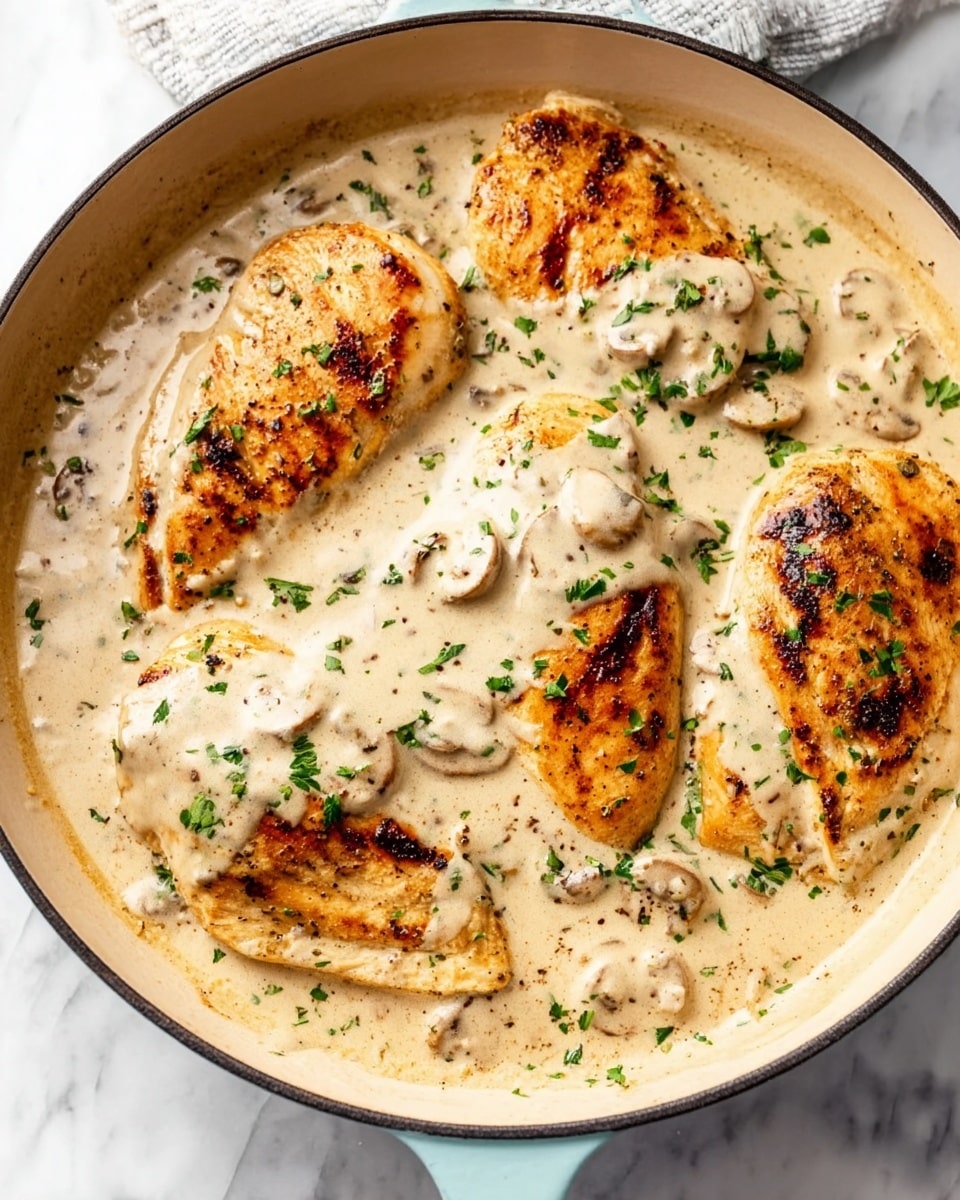 A white plate holds three main layers of food on a white marbled surface: on the right, bright orange cooked carrot chunks seasoned lightly with herbs are neatly stacked; in the center and left, a large serving of creamy mashed potatoes covered generously with chunky light brown gravy with visible specks of pepper and bits of meat; on top of the mashed potatoes and gravy sits a large piece of brown grilled chicken breast topped with the same creamy gravy and sprinkled with small green herb flakes, creating a rich and hearty look. photo taken with an iphone --ar 4:5 --v 7