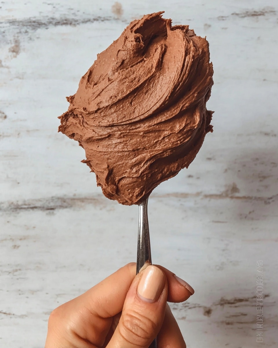 A clear glass filled with thick, creamy chocolate mousse that is dark brown in color, with uneven swirls and a soft texture. The mousse is slightly overflowing at the top, forming a rough, peak-like shape. The glass sits on a white marbled surface with a subtle wood texture background that is out of focus. Photo taken with an iphone --ar 4:5 --v 7
