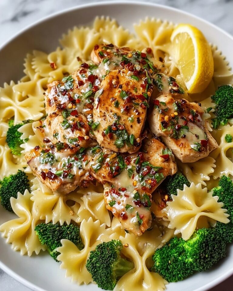 Cowboy Butter Lemon Bowtie Chicken with Broccoli Recipe