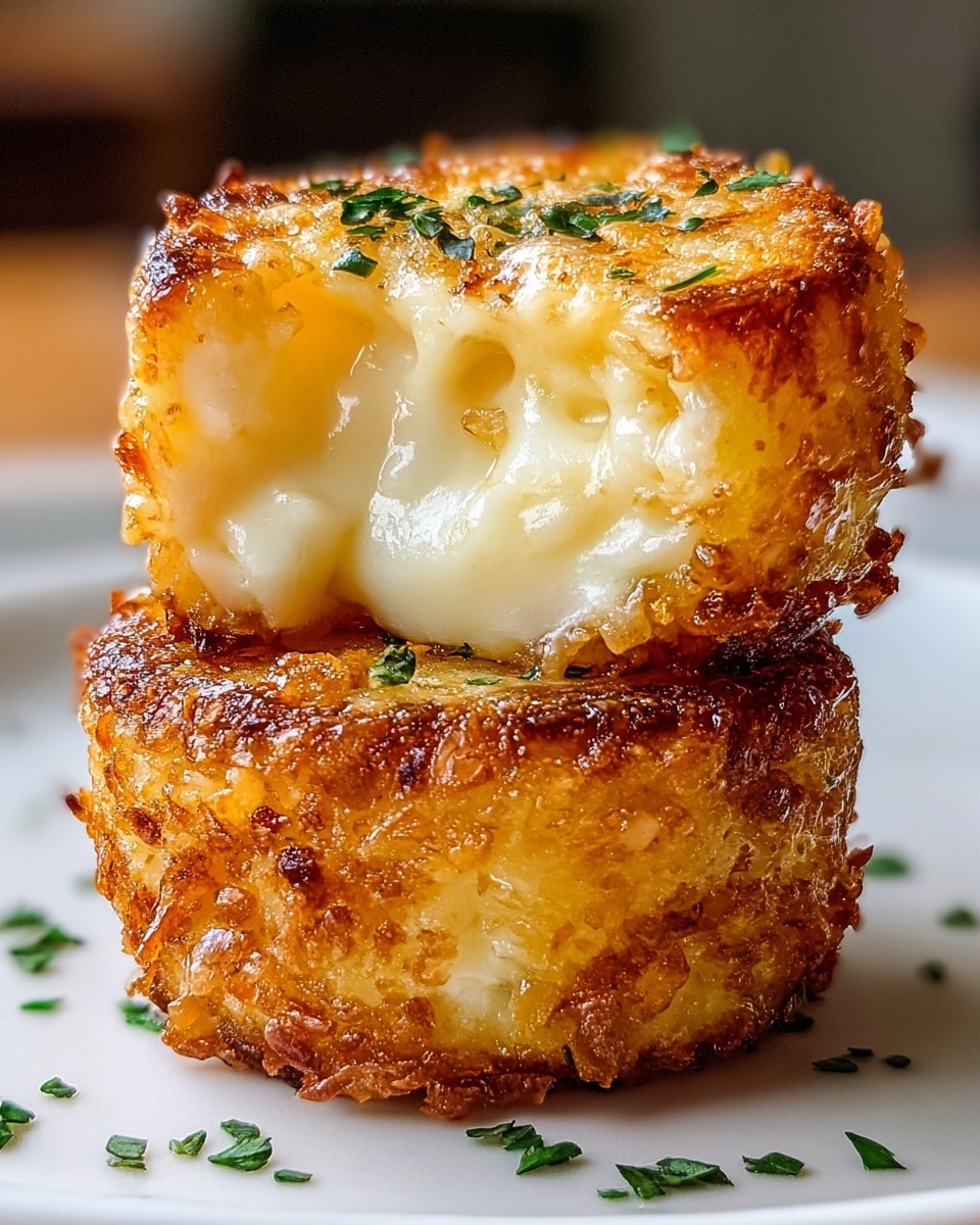 The image shows a close-up view of seven golden-baked mashed potato cups arranged in a metal muffin tray. Each cup has crispy, browned peaks on top with a light sprinkling of finely chopped green herbs, possibly parsley, adding color contrast. The mashed potatoes are creamy and textured with lightly browned edges giving a crunchy appearance. The tray is placed on a white marbled texture. photo taken with an iphone --ar 4:5 --v 7