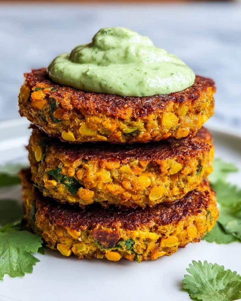 Crispy Sweet Potato & Red Lentil Patties with Creamy Avocado Cilantro Sauce Recipe